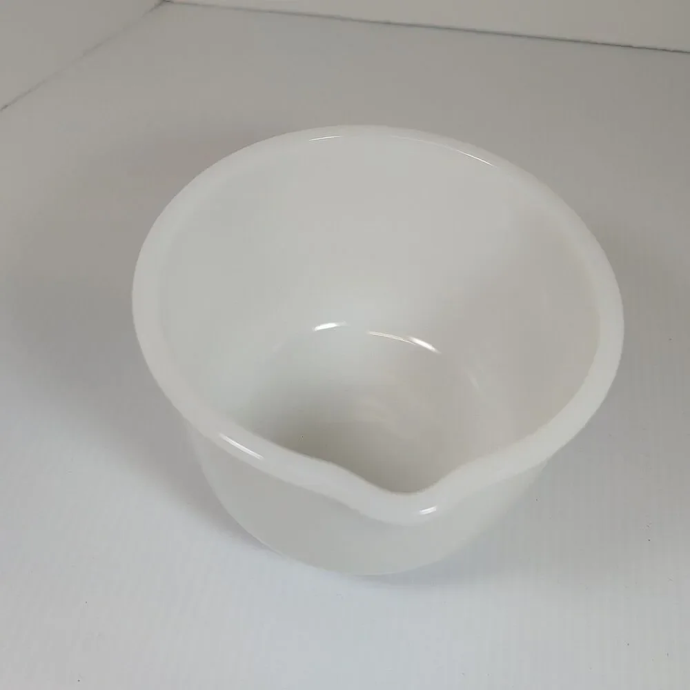 Glasbake Sunbeam Small Milk Glass Mixing Bowl with Pour Spout Made in USA #16